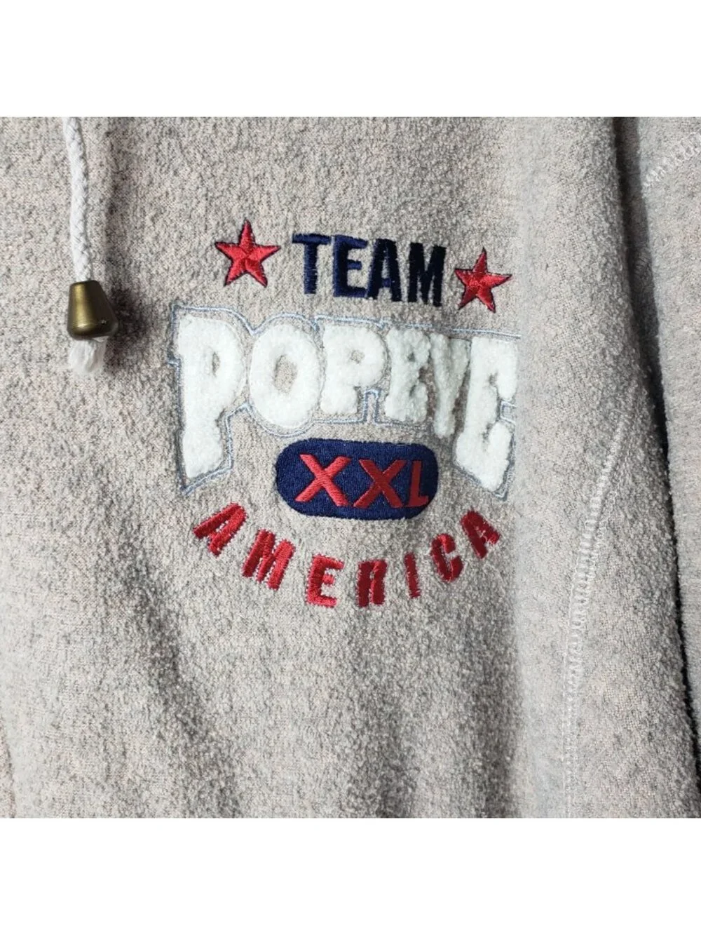 Popeye Vtg Team Porto American Hoodie Full Zip Beige/Red Size 5 - Picture 6 of 9